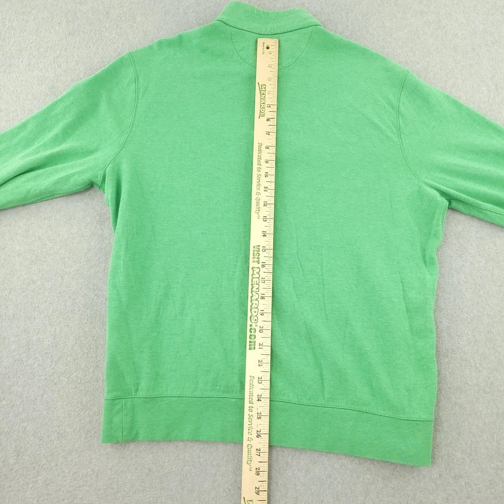 Polo Ralph Lauren Sweater Mens L Green Cotton Viscose 1/4 Zip Mock Neck Pullover